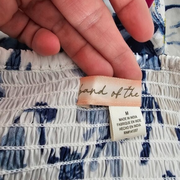 Band of the Free Floral A Line Summer Dress Ivory Blue Medium - Picture 11 of 15